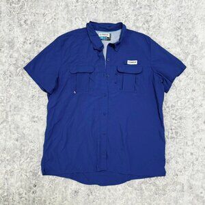 Magellan Button Up Shirt Fish Gear Top Blue Fishing Moisture Wicking Relaxed Fit
